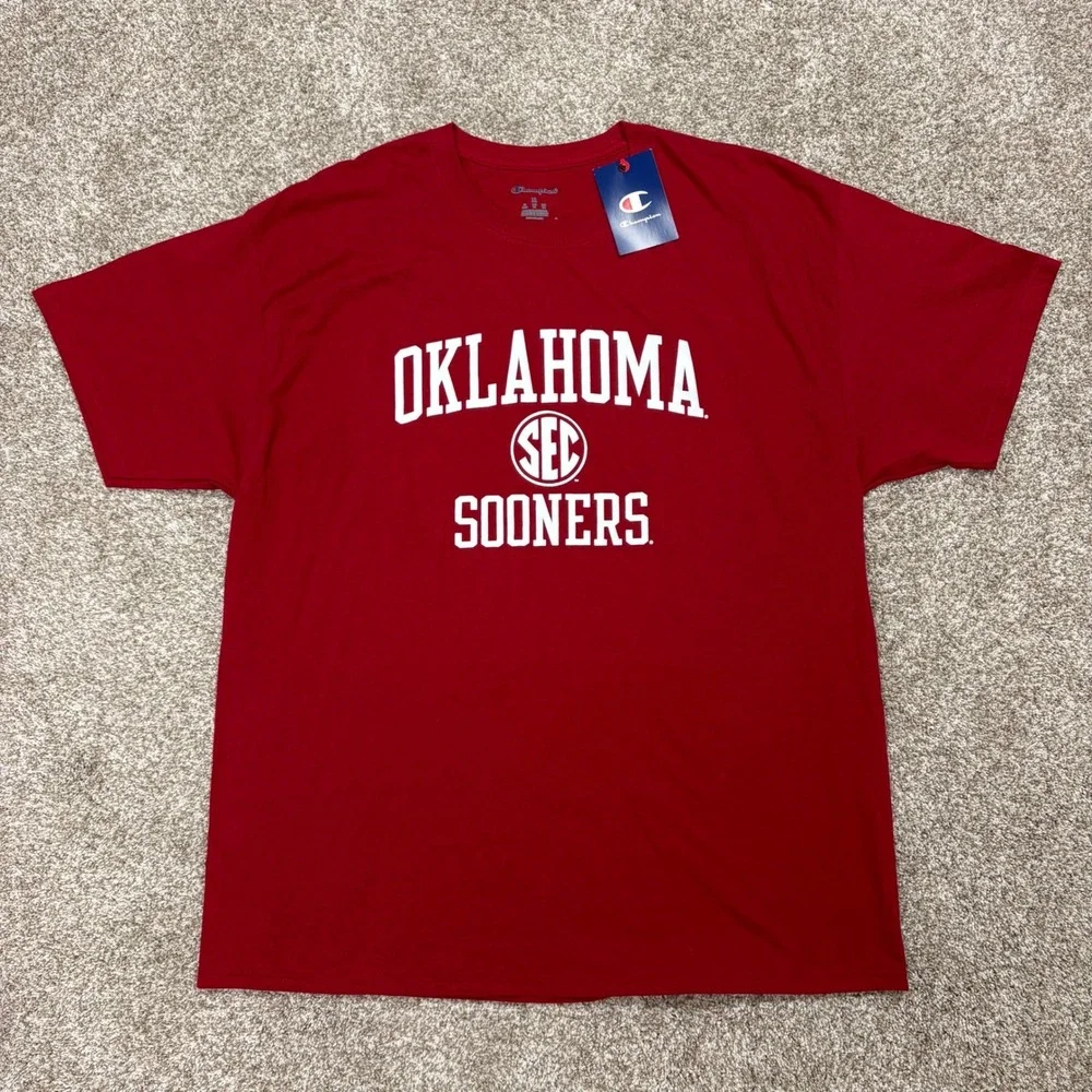 NWT Champion Oklahoma Sooners T-Shirt Mens XL Red SEC Graphic Tee Collegiate - Picture 2 of 6